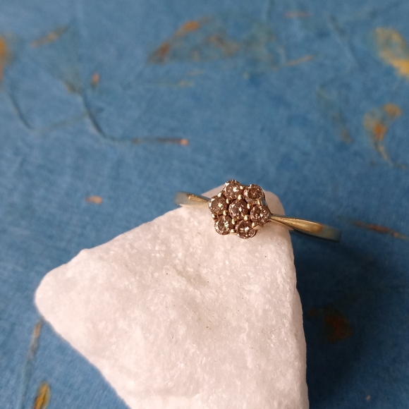 10KT Champagne Diamond Cluster Ring and Earrings Fine Jeweley - Picture 6 of 8